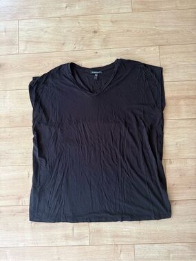 Eileen Fisher Black Tencel Stretch Sleeveless V Neck Tunic Top XS